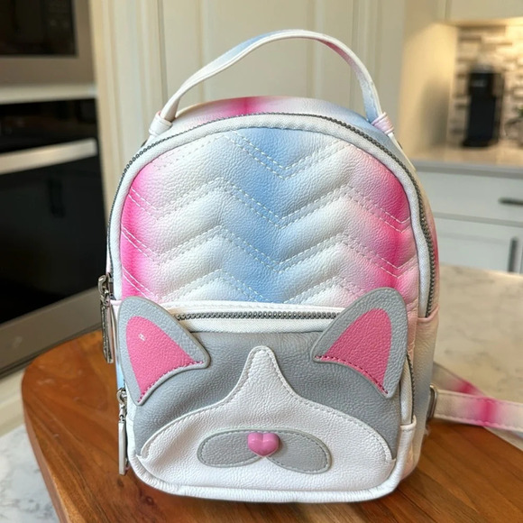 BETSEY JOHNSON KITSCH CHEVRON CAT‎ MINI BACKPACK CUTE SUMMER FUN BACK TO SCHOOL - Picture 1 of 8